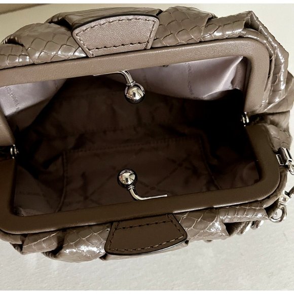 New Michael Kors Nola Small Snake Embossed Crossbody Chain Clutch Dusk - Picture 2 of 5